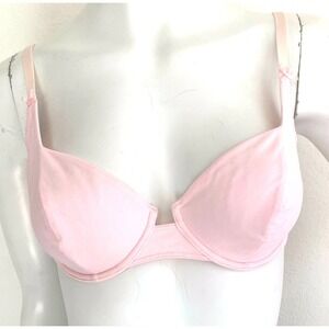Vintage Bolero Bra Demi Cup Preformed Cup Lace Strap Made France Pink 34C*